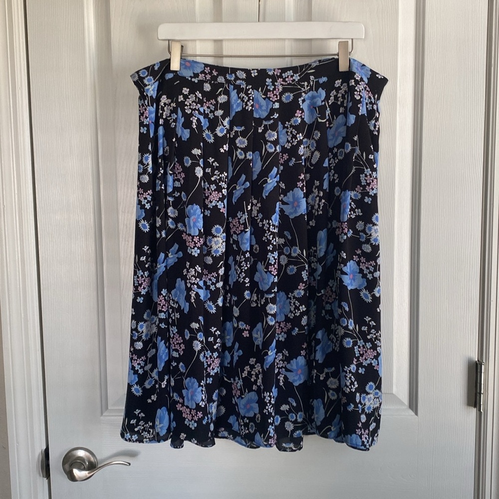 Talbots Womens Multicolored Floral Print Easy Drape Midi Skirt Size 14W